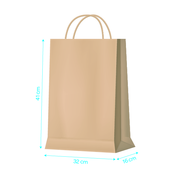 KRAFT TWIST CARRIER BAGS 32X16X41CM X250